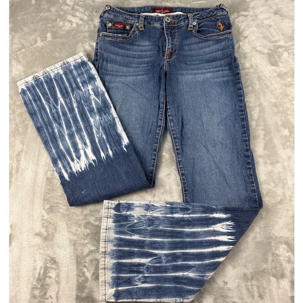 Baby Phat Jeans Womens 11 Blue Tie Dye Bleach Straight Leg Stretch Y2K